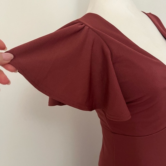 NWT Birdy Grey Hannah Empire Dress Rosewood XS with flutter sleeves prom formal - Picture 8 of 9